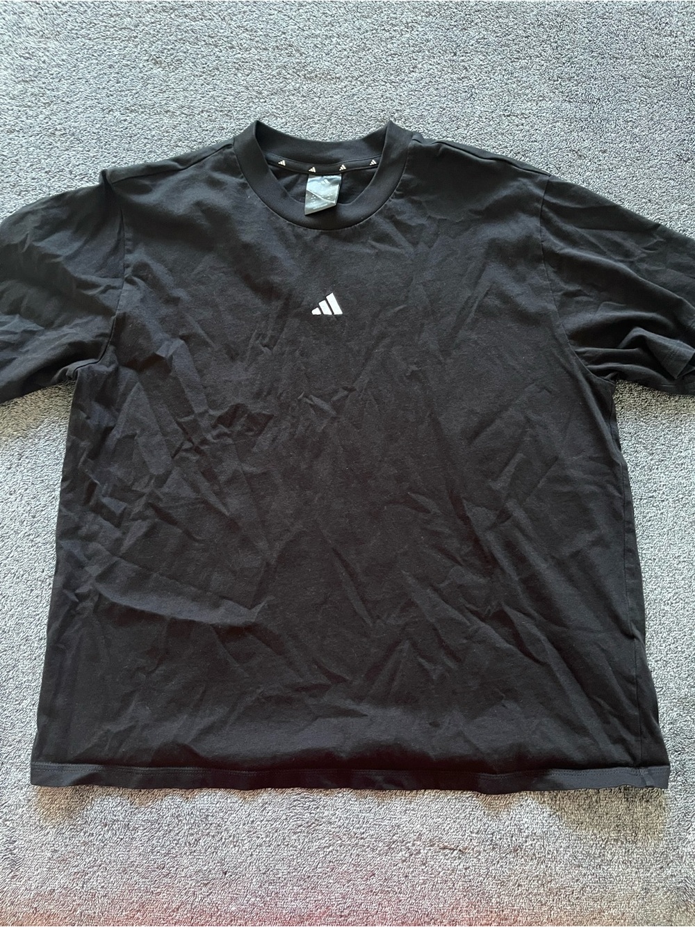 adidas Black Short Sleeve Tee with Small White Logo